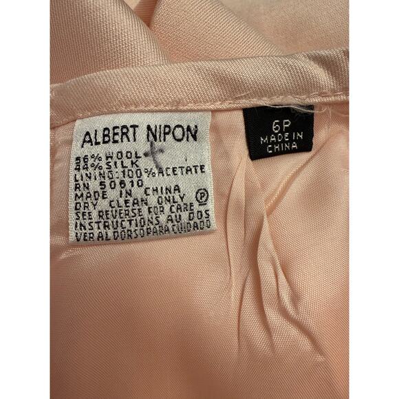 Albert Nipon Silk Wool Midi Pencil Skirt Women’s Size 6 Petite 6P Blush Pink - Picture 6 of 6